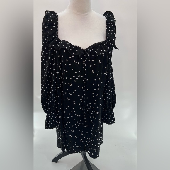 BOOHOO POLKA DOT MILKMAID STYLE DRESS SZ 14 - Picture 2 of 9